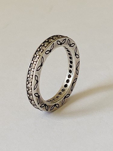 Pandora Sterling Silver S925 ALE Cubic Zirconia Eternity Band Ring Size 5.5 51 - Picture 3 of 14