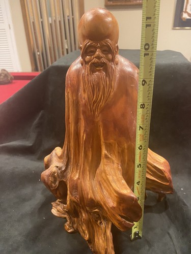 BUDDHA-WOODEN CARVED BUDDHA-LARGE ROOT ?CARVED BUDDHA - Picture 10 of 11