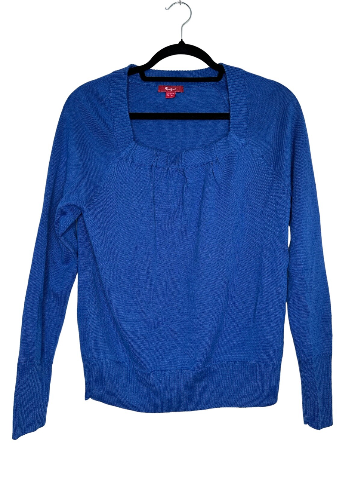 MONSOON Jumper Sweater Blue Size 12 50% Wool Blend Fits 10 Winter