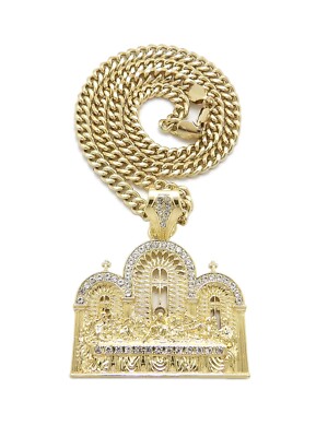 ICE BLING LAST SUPPER PENDANT & 24'' 6mm CUBAN CHAIN*