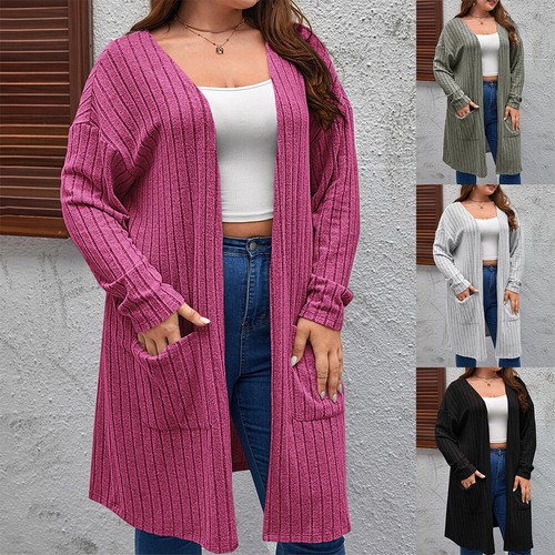 PLUS SIZE ⭐Women Long Sleeve Solid Cardigan Ladies Casual Loose Jacket Coats Top
