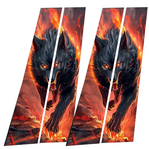 2x Car Center Pillar Sticker Car Door Pillar Decals Black Wolf Engulfed Sticker - Picture 13 of 21