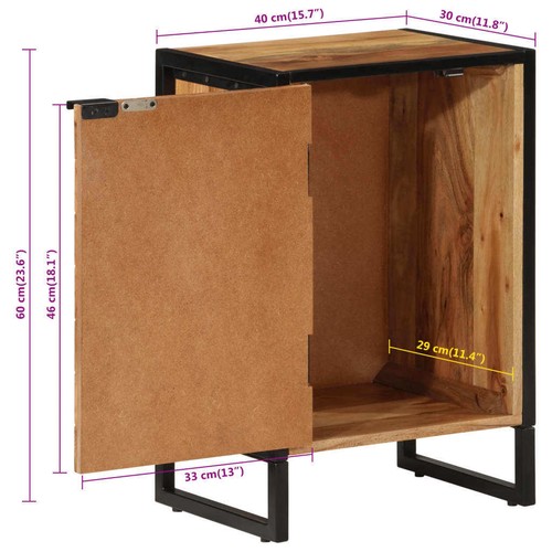 Badschrank Badezimmerschrank Standschrank Bad Massivholz Akazie Eisen vidaXL - Bild 10 von 12