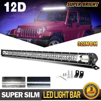 32 Inch LED LIGHT BAR Dual Row Spot Flood Combo Truck Offroad 4WD ATV SUV Light