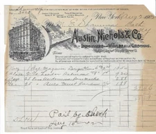 1902 Invoice, Austin Nichols & Co., Wholesale Grovers, Hudson St., New York City