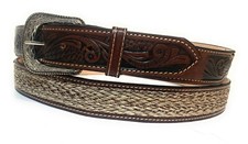MEN'S WESTERN LEATHER BELT HAND CRAFTED COWBOY RODEO LEATHER BELT, CINTO VAQUERO