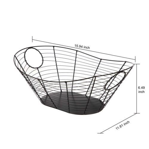 Black Handcrafted Wire Basket with Handles - Picture 13 of 13