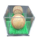 Baseball Display Case with Simulated Grass and Reflective Back