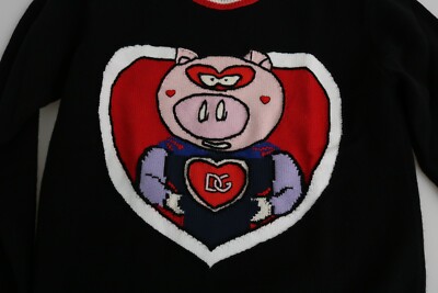 DOLCE & GABBANA Sweater Black Cashmere Pig of the Year Pullover