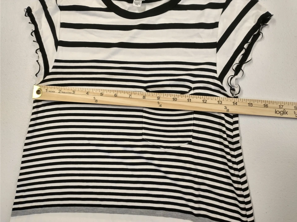 Vestido American Eagle para mujer pequeño blanco negro a rayas manga corta damas Foto 3 de 4