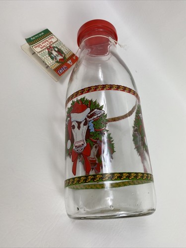 Glas Milchkännchen mit Deckel groß Weihnachten Muh Kuhkranz VMC 3 Frankreich Vintage   - Bild 5 von 9