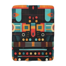 Sherpa Fleece Blanket - Soft & Cozy/Hemmed  | Geometry In Color  (PG-PG-1005)