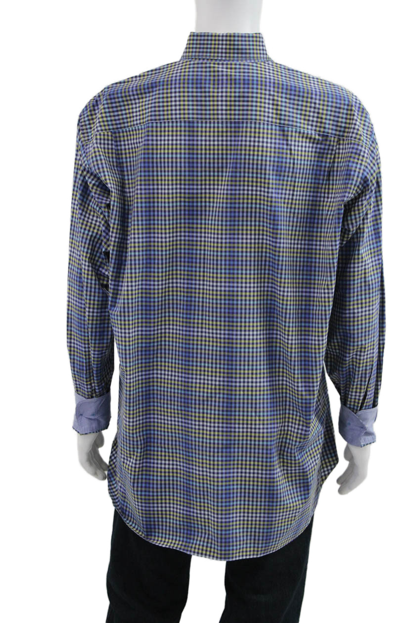 Robert Talbott Mens Button Front Collared Gingham… - image 3