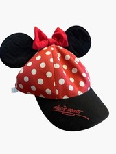 Walt Disney World Minnie Mouse Youth Cap Hat Red Polka Dot Ears Bow Signature