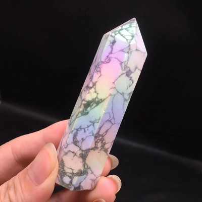 Aura Angel Natural Howlite Point Quartz Crystal Pillar Healing Decoration 1Pc