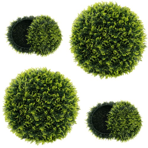 2 PCS 22" Artificial Cedar Topiary Balls Sun-protective Round Greenery Bushes - Picture 10 of 10