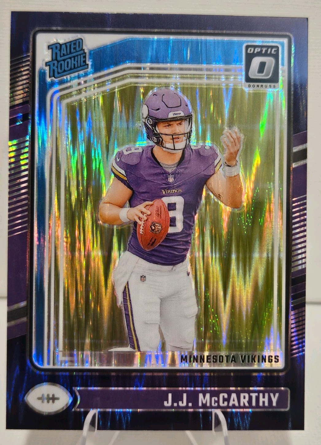 2024 Panini Donruss Optic - Rated Rookie J.J. McCarthy #235 Purple Shock Prizm