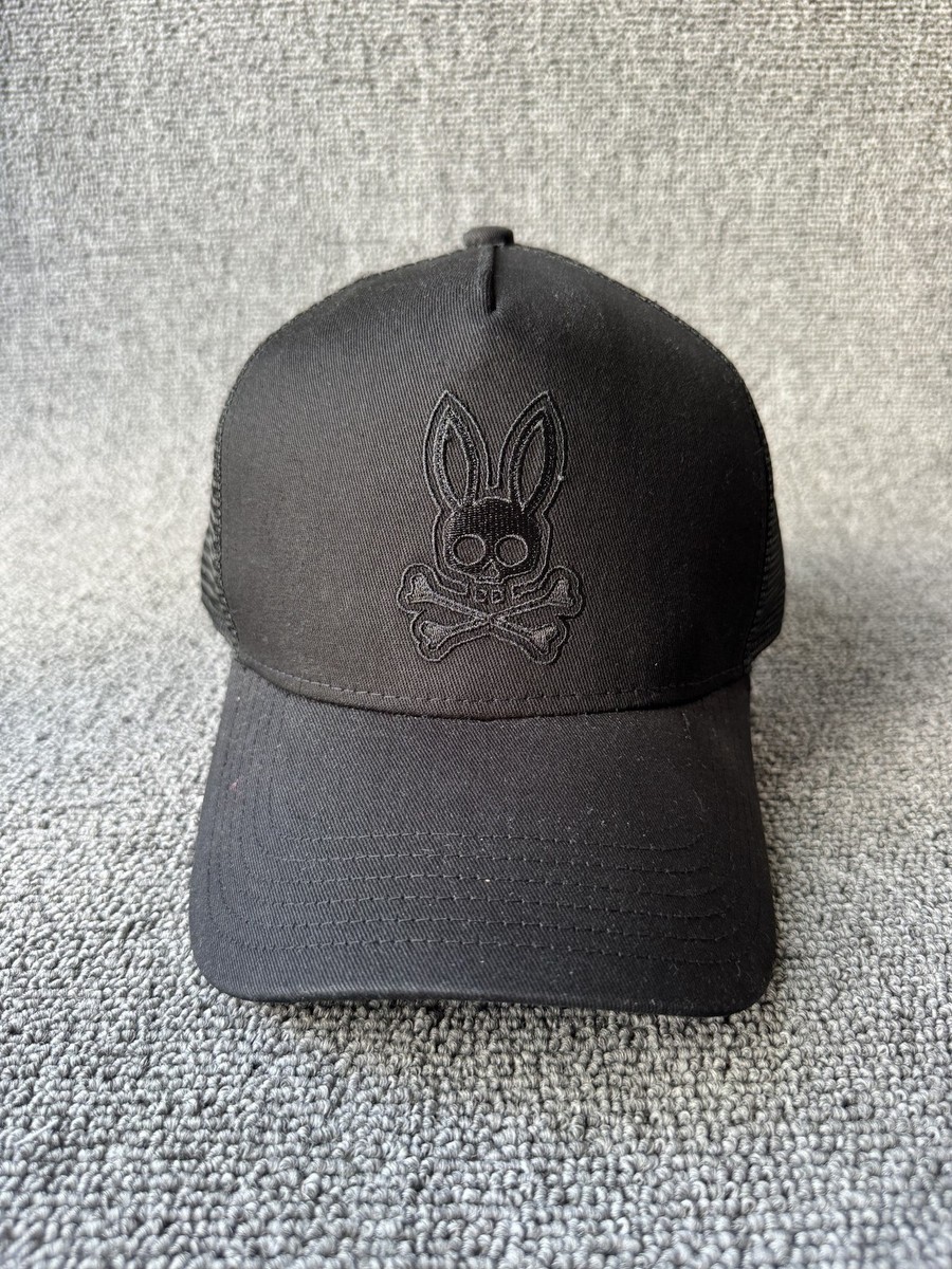 Psycho Bunny Trucker Cap Snapback Black OSFM Streetwear Logo Hat