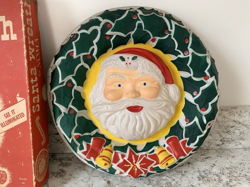 Vintage beleuchteter 50er Jahre Noma beleuchteter Weihnachtsmann Weihnachtskranz MCM mit Box - Bild 4 von 15