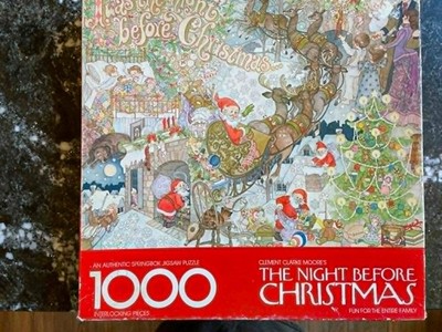 VTG Springbok 1000 puzzle Night Before Christmas Clement Moore RARE COMPLETE!