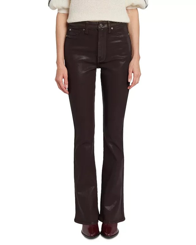 NEW 7 For All Mankind High-Rise Chocolate Coated Skinny Flared Jean sz 32 $248