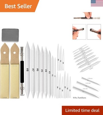 21-Piece Blending Stumps & Tortillions Set with Sandpaper Sharpener & Eraser