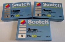 Lot of 3 Scotch 8 1991 Videocassettes 8mm P6-120 NTSC 106m Tapes SEALED NEW