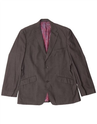 TED BAKER Herren 2 Knopf Blazer Sakko UK 42 XL Grau Wolle SS05