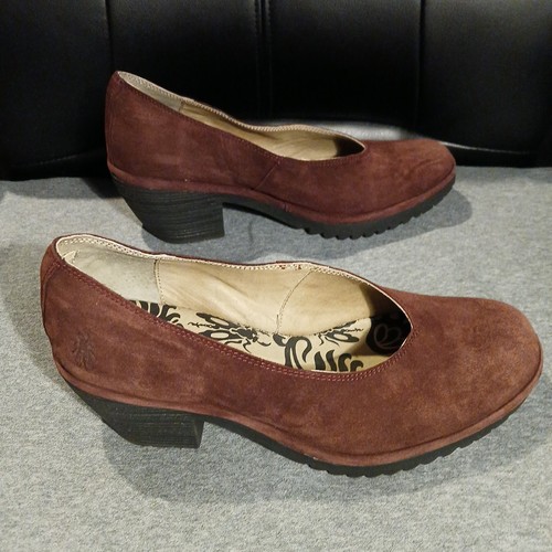 Fly London Walo988 Fly Plum Pumps 41 W US 9 WB Chuncky Heel - Bild 2 von 12