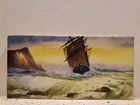 Antique Rectangular American Encaustic Tile Co. Sailing Ship On The Sea Tile