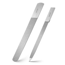 BEZOX Metal Nail File Kit - 2PCS Professional Stainless Steel Long, Silver