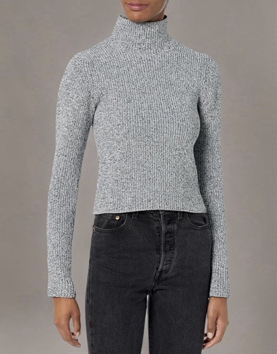 Tibi Black And White Zippered Knit Sweater Size XS Reversible Two Way Turtleneck - Picture 8 of 9