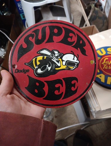 Round 6" Porcelain Super Bee Dodge Sign