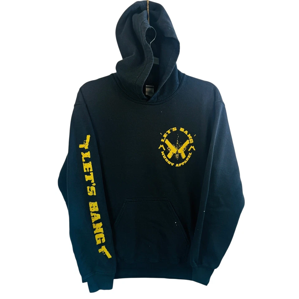 Sudadera con Capucha Muddy Apparel Lets Bang Gráfica Para Hombre Pequeña Negra Amarilla Pistolas Militares Foto 2 de 4