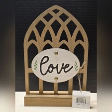 Rustic Tabletop Arch "Love" Home Decor Natural Wood Finish Office Decoration NWT