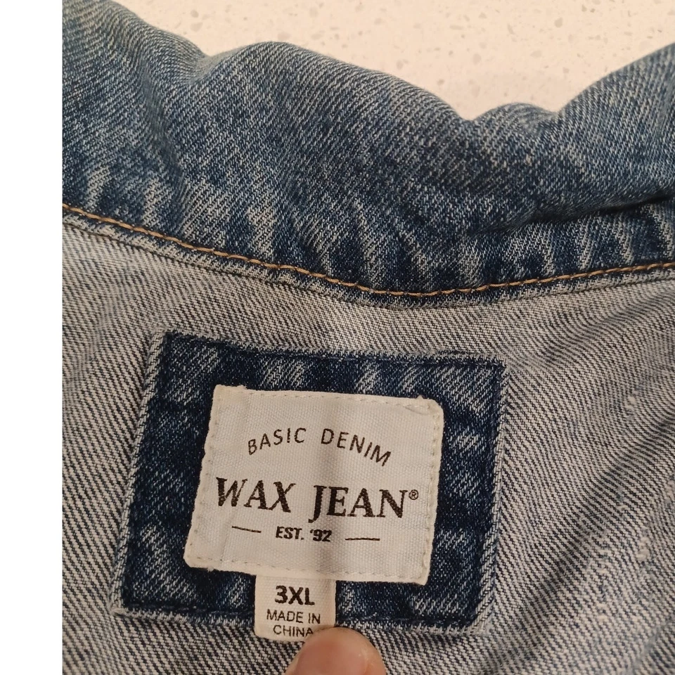 Chaqueta vaquera de cera azul para mujer talla 3XL Foto 3 de 4
