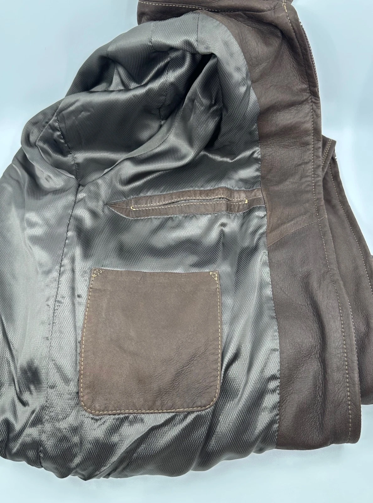 Johnston & Murphy Full Zip Lambskin Leather Jacket Mens Brown Size 40 M - product detail image 11