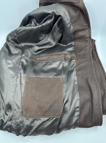 Johnston & Murphy Full Zip Lambskin Leather Jacket Mens Brown Size 40 M image 11