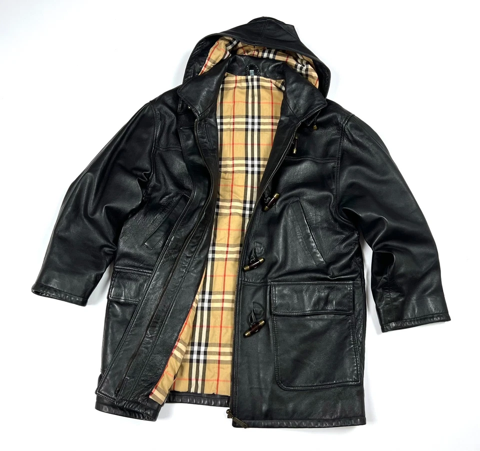 Chaqueta informal vintage de cuero negra Burberry Prorsum para mujer talla UK10 EU38 US6 Foto 3 de 4