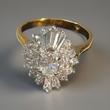 New Size 10 Cubic Zirconia Cluster Ring 10K Gold Plate