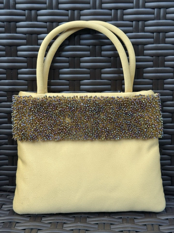 Franchi Yellow Satin And Beaded Evening Bag - Image 2 of 4