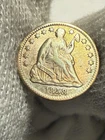 1858 O SEATED LIBERTY HALF DIME AU+ / SHARP COIN High Grade Toned