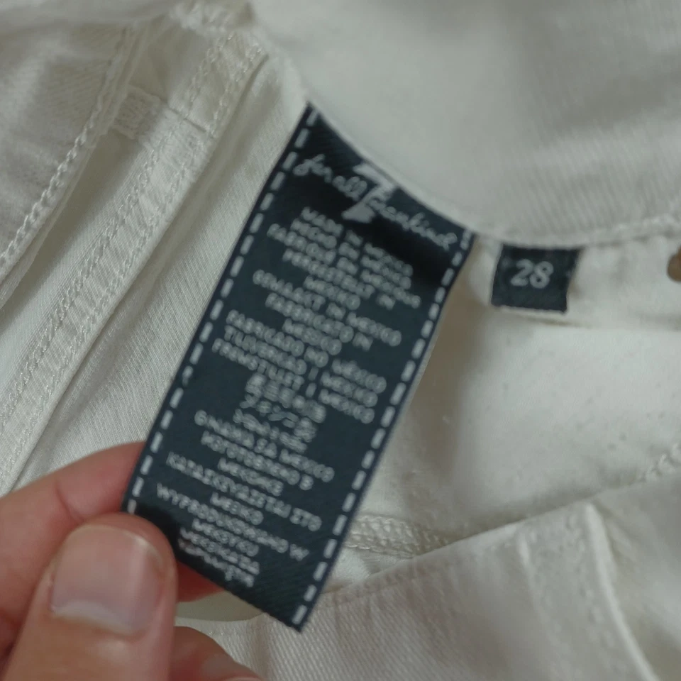 Shorts femininos 7 For All Mankind 28 bainha desgastada jeans cintura alta corte verão - Imagem 2 de 4