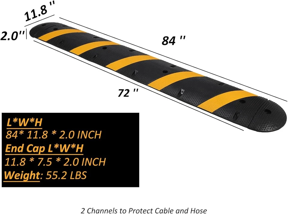 Tope de velocidad de goma 84"" 2 canales 2500 lb carga joroba de velocidad de alta resistencia Foto 2 de 4