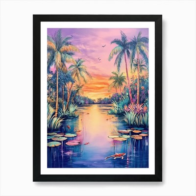 Sonnenuntergang in den Tropen Kunstdruck Fra gerahmt Wandbild Poster Leinwanddruck Bild