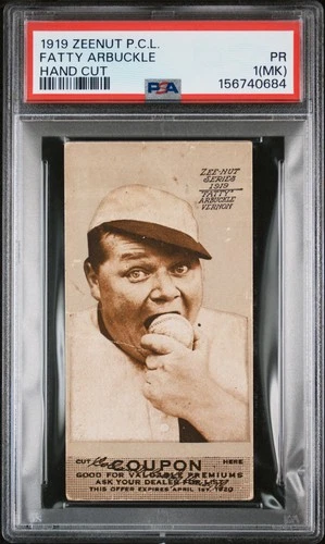 1919 ZEENUT PACIFIC COAST LEAGUE HAND CUT FATTY ARBUCKLE PSA 1