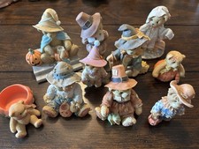 Vintage Enesco Cherished Teddies Holloween and Fall Figurines Lot of 10