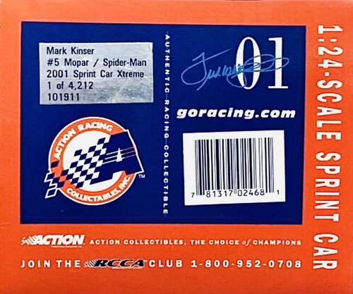 1:24 ACtION 2001 MARK KINSER MOPAR/SPIDER-MAN #5M SPRINT CAR EXTREME. - Picture 5 of 5