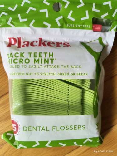 Plackers Back Teeth Micro Mint Dental Flossers, 75 Count (Pack of 3) Angled - Picture 2 of 3
