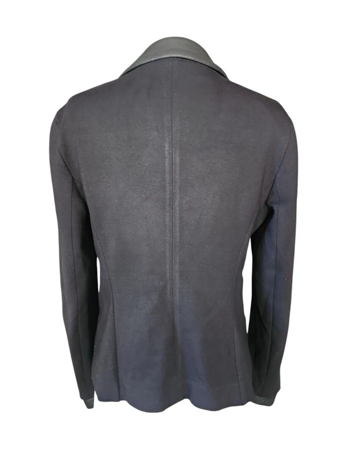 Blazer Theory de cuero de cabra con ribete para mujer talla 6 Leandria minimalista negro oficina Foto 4 de 4